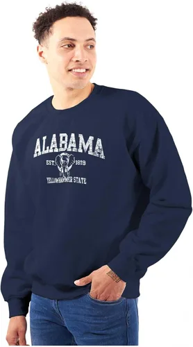 Vista 4 de Sudadera de orgullo de elefante de martillo amarillo de Alabama para hombre o mujer, marino