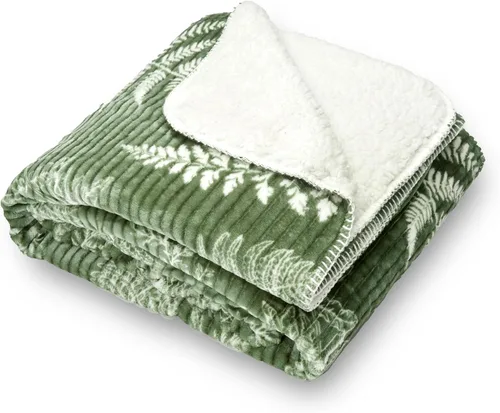 Vista 8 de Northwest Ashford Home - Manta acogedora de seda acanalada con sherpa Lynwood Botanical de 50 x 60 pulgadas