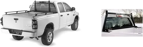 Vista 2 de RealTruck Backrack Marco de Estante Semi-Persianas + Kit de Hardware para uso con Caja de Herramientas de 21", Combo Sin Perforación, Negro