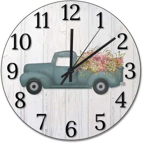 Vista 31 de Reloj de pared de guitarra acústica con aspecto de madera natural, reloj de madera rústico y elegante, 10 silenciosos, sin tictac, de cuarzo