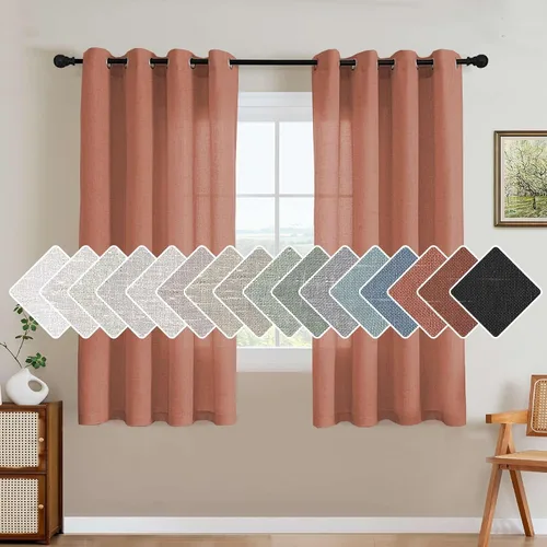 Vista 83 de H.VERSAILTEX Elegant - Cortinas texturizadas de lino natural mezclado con eficiencia energética, filtrado de luz, con ojales de níquel