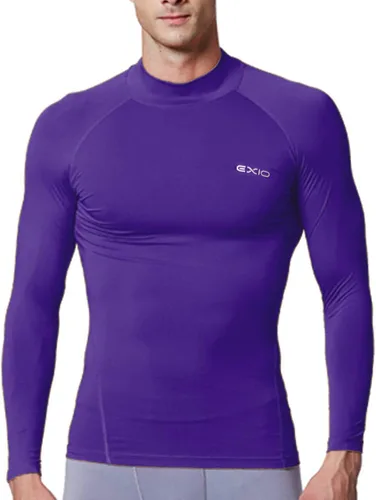 Vista 9 de EXIO EX-T02 - Camiseta de compresión de cuello alto y manga larga para hombre, con sistema de capa base Ext02-nv
