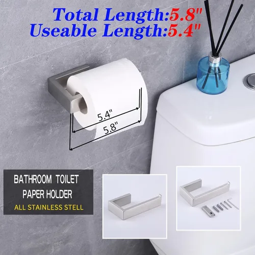 Vista 4 de GERZWY Juego de accesorios de baño de 2 piezas de acero inoxidable contemporáneo montado en la pared - Soporte para papel higiénico con anillos