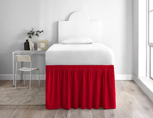 Vista 27 de Falda de cama de calidad de hotel de 800 hilos, 100% algodón con volantes, tamaño de 30 pulgadas, suave, extra larga, elástica, para dormitorio