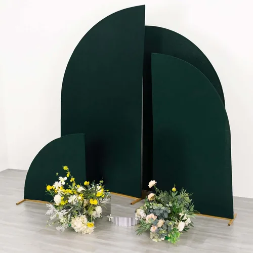Vista 254 de Efavormart - Juego de 4 fundas de elastano beige para arco de media luna, fundas de telón de fondo Chiara de 2.5 pies a 7 pies para escenarios