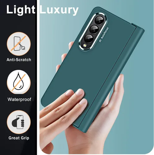 Vista 7 de NINKI Funda compatible con Galaxy Z Fold 4 con protector de pantalla y 2 protectores de lente de cámara, funda de protección de bisagra para Z Fold