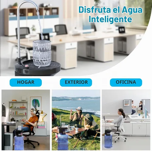 Vista 5 de Bomba dispensadora de agua automática recargable USB - para jarras de 1 a 5 galones, bomba de botella de agua eléctrica sin manos para el hogar