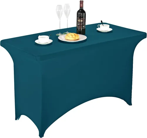 Vista 63 de FORLIFE - Funda de mesa de elastano, mantel ajustado de 4 pies para mesas rectangulares, funda elástica para patio, universal para bodas, banquetes