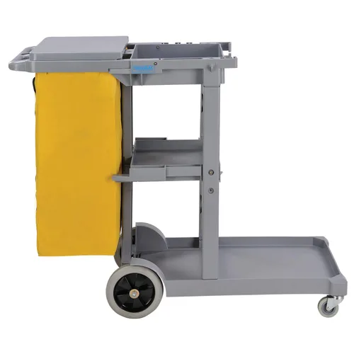 Vista 4 de Global Industrial Carrito de conserje gris con bolsa de vinilo de 25 galones