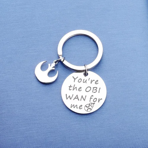 Vista 3 de Regalo para novio inspirado en la película, regalo con texto en inglés "You Are The OBI WAN For Me", llavero de regalo para marido
