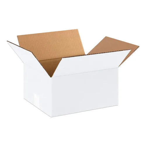 Vista 2 de Caja de cartón corrugado Aviditi 1294W, 12 in de largo x 9 in de ancho x 4 in de alto, color blanco (paquete de 25 unidades)