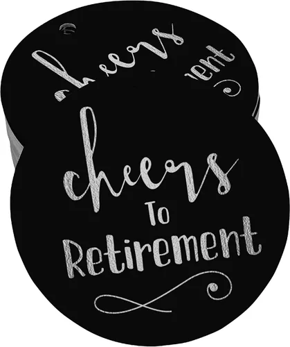 Vista 46 de Etiquetas de papel para colgar con texto en inglés "Cheers to Retirement Wall" (50 unidades)