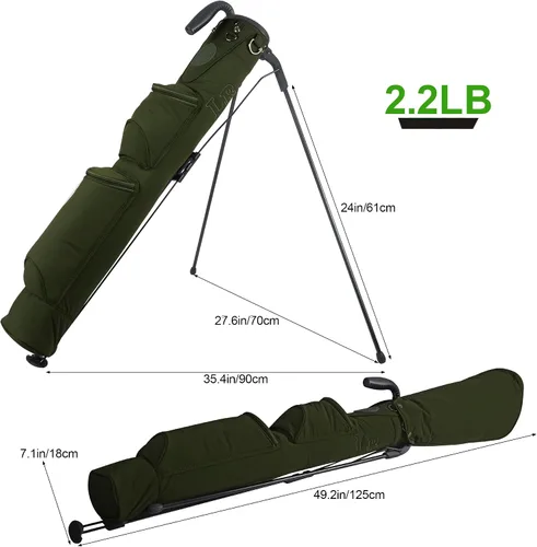 Vista 9 de Bolsa de golf ligera, fácil de llevar, pequeña bolsa de golf con divisores de longitud completa de 2 vías y bolsillos, para el campo de prácticas