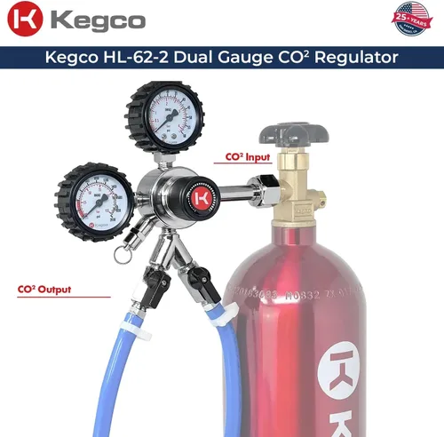 Vista 7 de Kegco Regulador de cerveza de barril de CO2 de doble calibre de calidad comercial premium