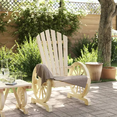 Vista 4 de Garden Adirondack Chair, Natural Solid Fir Wood Outdoor Patio Furniture for Balcony, Classic Rustic Design, Weather-Resistant Seating for Adults