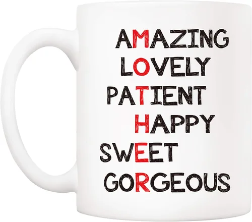 Vista 2 de 5Aup Regalos de Navidad, definición de taza de café divertida para mamá, el mejor regalo del día de la madre de parte de un niño, hija, hijo, niños