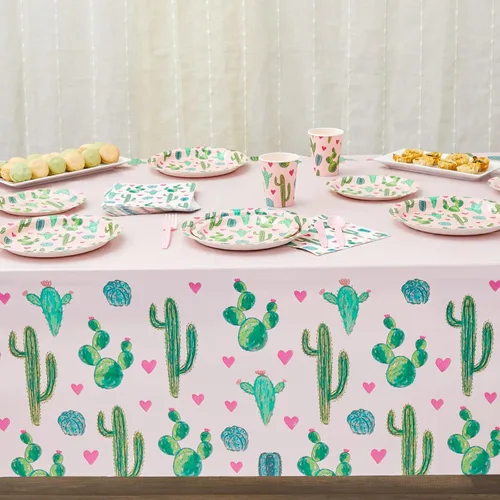 Vista 3 de Cactus Fiesta suministros para fiesta de cumpleaños, juego de vajilla (168 piezas, sirve 24)