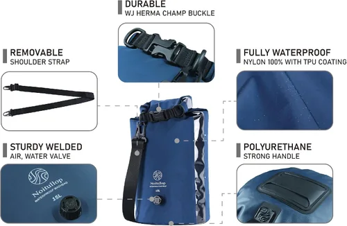 Vista 6 de Lavadora portátil con bolsa de lavado – Bolsa seca totalmente impermeable de 15 litros – Lavadora de nailon compacta ligera – Bolsa de lavandería