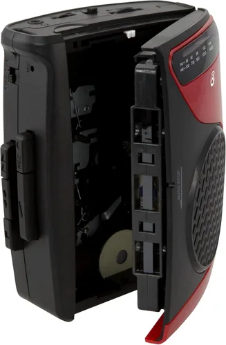 Vista 2 de GPX Reproductor de casete portátil, compatible con auriculares, 3.54 x 1.57 x 4.72 pulgadas, requiere 2 pilas AA, no incluidas, rojo/negro (CAS337B)