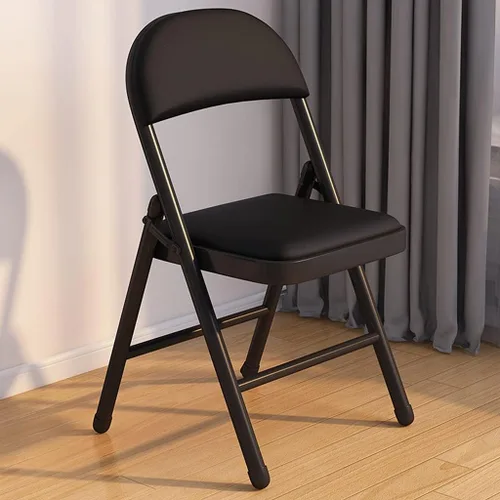 Vista 2 de Folding Chairs Silla de escritorio acolchada de poliuretano para muebles, silla de camping, silla de descanso plegable con marco de metal