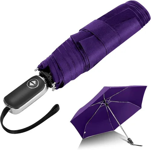 Vista 121 de LEAGERA Paraguas de viaje compacto para bolso, mango plano, impermeable para lluvia ligera