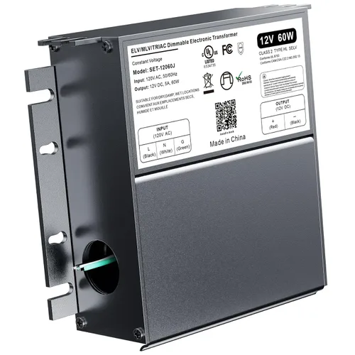 Vista 10 de Controlador LED regulable de 12 V, transformador LED Triac ELV/MLV de 60 W compatible con interruptores Lutron y Leviton, fuente de alimentación LED