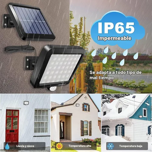 Vista 5 de Luces solares para pared exterior con sensor de movimiento, 56 LED ultra brillantes IP65 impermeables Luz solar separable para porche, cable de 16.4