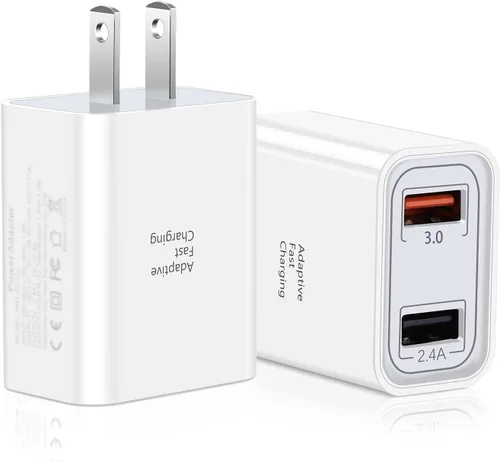 Vista 8 de Paquete de 2 bloques de cargador rápido USB A, cargador de pared de carga negro