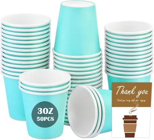Vista 10 de Wuadua Paquete de 50 vasos de papel espresso negro de 3 onzas, resistentes y a prueba de fugas para fiestas, eventos, oficina, uso doméstico, vasos