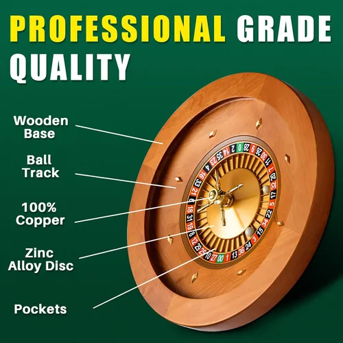Vista 11 de Leyndo Rueda de Ruleta de Madera de 20 Pulgadas con 4 Bolas de Ruleta Rodamientos de Precisión de Grado Casino Rueda de Ruleta Mesa Giratoria