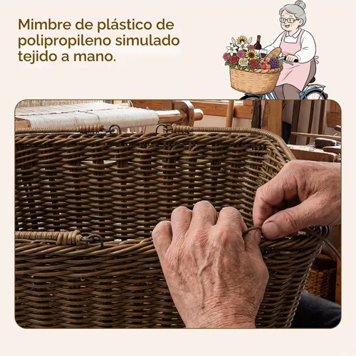 Vista 3 de GRANNY SAYS Cesta de bicicleta, cesta de mimbre para bicicleta, cesta de bicicleta tejida a mano, cesta de mimbre desmontable para manillar