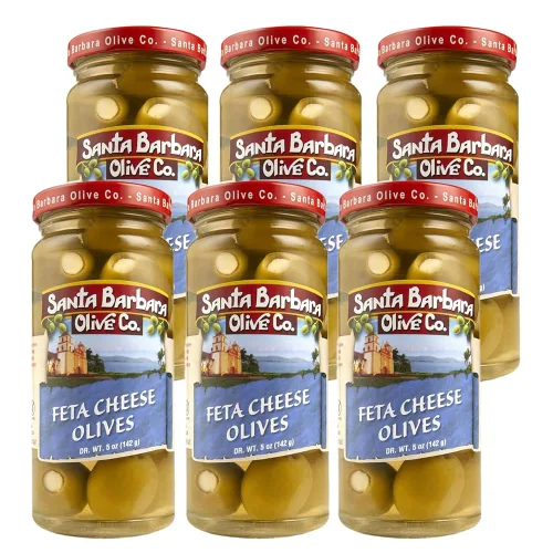 Vista 20 de Aceitunas verdes rellenas de anchoas sin hueso de Santa Barbara, perfectas para tablas de embutidos, ensaladas, pizza y pasta, paquete de 3, 5 onzas