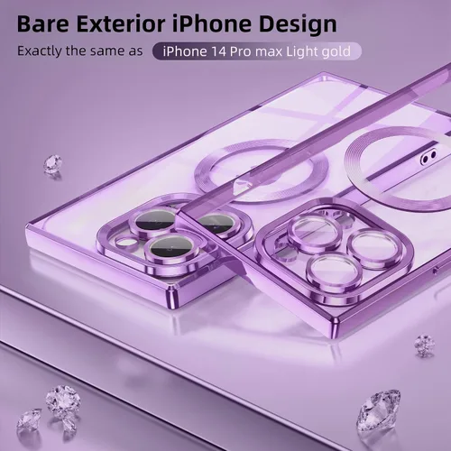 Vista 2 de Funda transparente para iPhone 14 Pro Max, color morado