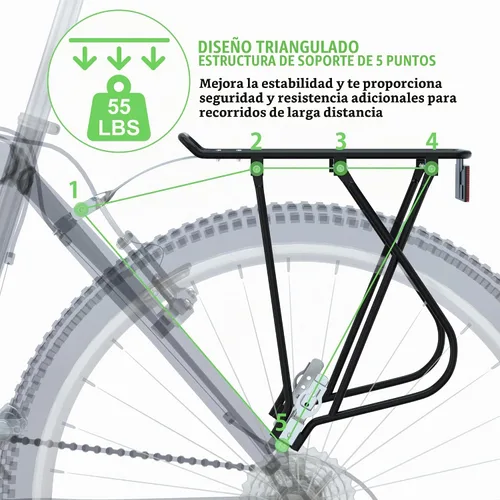 Vista 4 de Portaequipajes para bicicleta con red de carga elástica y logotipo reflectante, universal, ajustable, para bicicletas, equipaje, turismo, capacidad