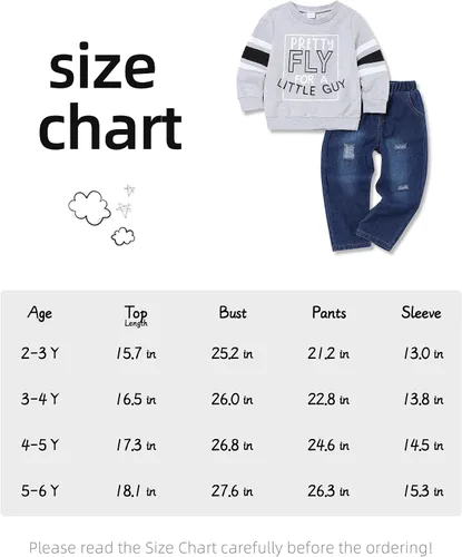 Vista 7 de oklady Ropa para niño pequeño, sudadera de manga larga con letras y pantalones de mezclilla rasgados, trajes de otoño e invierno para niños, 2-6T