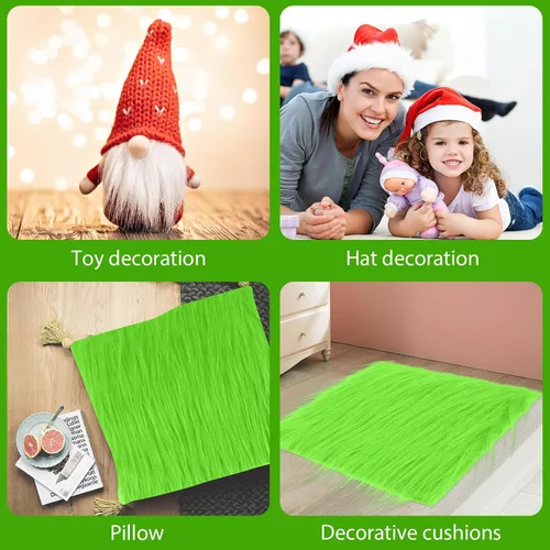 Vista 5 de Piel sintética para manualidades, 10 x 20 pulgadas, piel falsa de Navidad, tela de piel esponjosa, corte de piel para manualidades, manualidades
