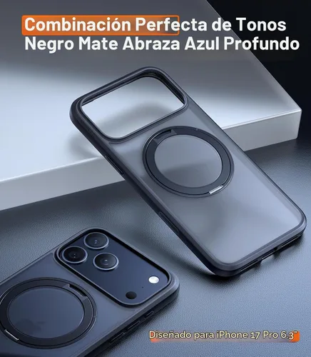 Vista 7 de TORRAS Funda con soporte magnético mejorado de 360 grados para iPhone 17 PRO con botón de control de cámara, compatible con MagSafe, protección
