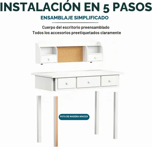 Vista 3 de FUNKOCO Muebles de Oficina en Casa Escritorio de Escritura, Estación de Trabajo para Computadora de 36 Pulgadas con Estante Superior Desmontable 1