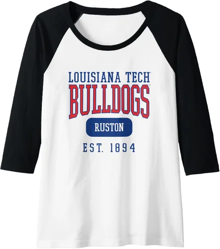 Vista 3 de Louisiana Tech Bulldogs Founded Date Raglan Baseball Tee, Negro