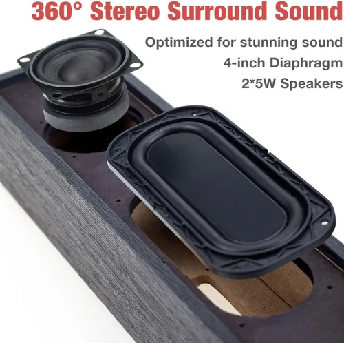 Vista 3 de MICA Altavoces de computadora, barra de sonido de computadora con cable, mini barra de sonido de madera, altavoces de PC alimentados por USB de Negro
