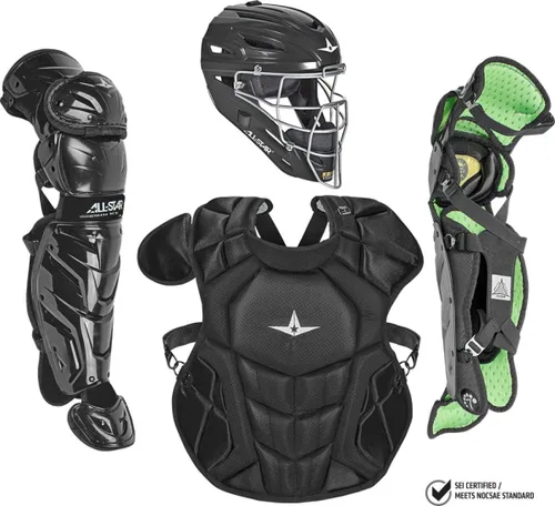 Vista 2 de All-Star Eje S7 de 9 a 16 años – Kit de equipo de captura de béisbol (incluye casco, protector de pecho, protectores de piernas), cumple con NOCSAE