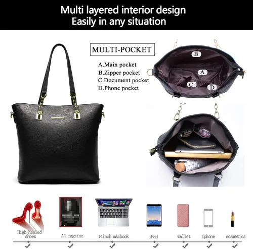 Vista 5 de 2E-youth Designer Purses and Handbags for Women Satchel Shoulder Bag Tote Top Handle Bag
