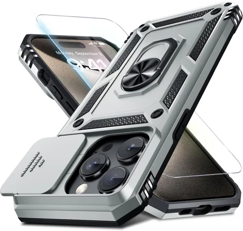 Vista 70 de Janmitta Funda para iPhone 8 Plus/7 Plus/6 Plus, Cubierta de Teléfono con Cubierta Deslizante Integrada para Lente de Cámara + Protector