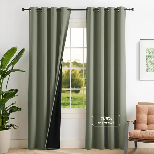 Vista 73 de NICETOWN Cortinas 100% Opacas Cortas de 36 Pulgadas de Largo para Dormitorio, Privacidad Aislamiento Térmico con Ojales Cortinas de Ventana