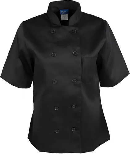 Vista 9 de Abrigo de chef de manga corta clásico negro para mujer