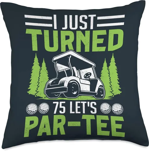 Vista 4 de I Just Turned 75 Let's Par-Tee Party Golf Cart I Just Turned 75 Let's Par-Tee - Almohada de 16 x 16 pulgadas, multicolor