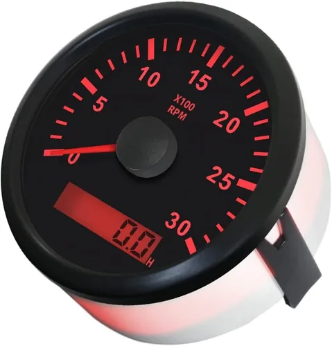 Vista 3 de ELING Tacómetro de motor Medidor 3000 RPM para diesel con retroiluminación roja 3.346 in 12V 24V