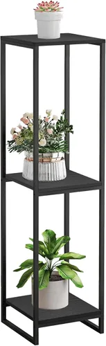Vista 10 de Soporte para plantas de 34 pulgadas de alto para interiores, estante moderno de 2 niveles, organizador de macetas de esquina para sala de estar