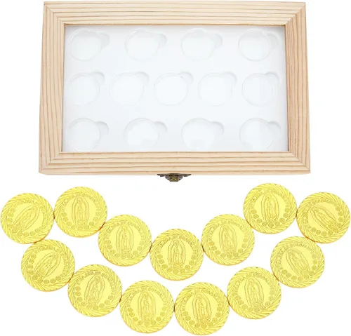 Vista 11 de TINGKU Guadalupe Monedas de boda Arras de Boda Catolica Recuerdos Para Boda con Monedas de Oro Decoracion Para Bodas con Caja de Madera