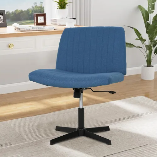 Vista 7 de Silla de patas cruzadas, silla de tocador sin brazos, cómoda silla de escritorio ancha para el hogar, tocador, dormitorio, oficina Beige